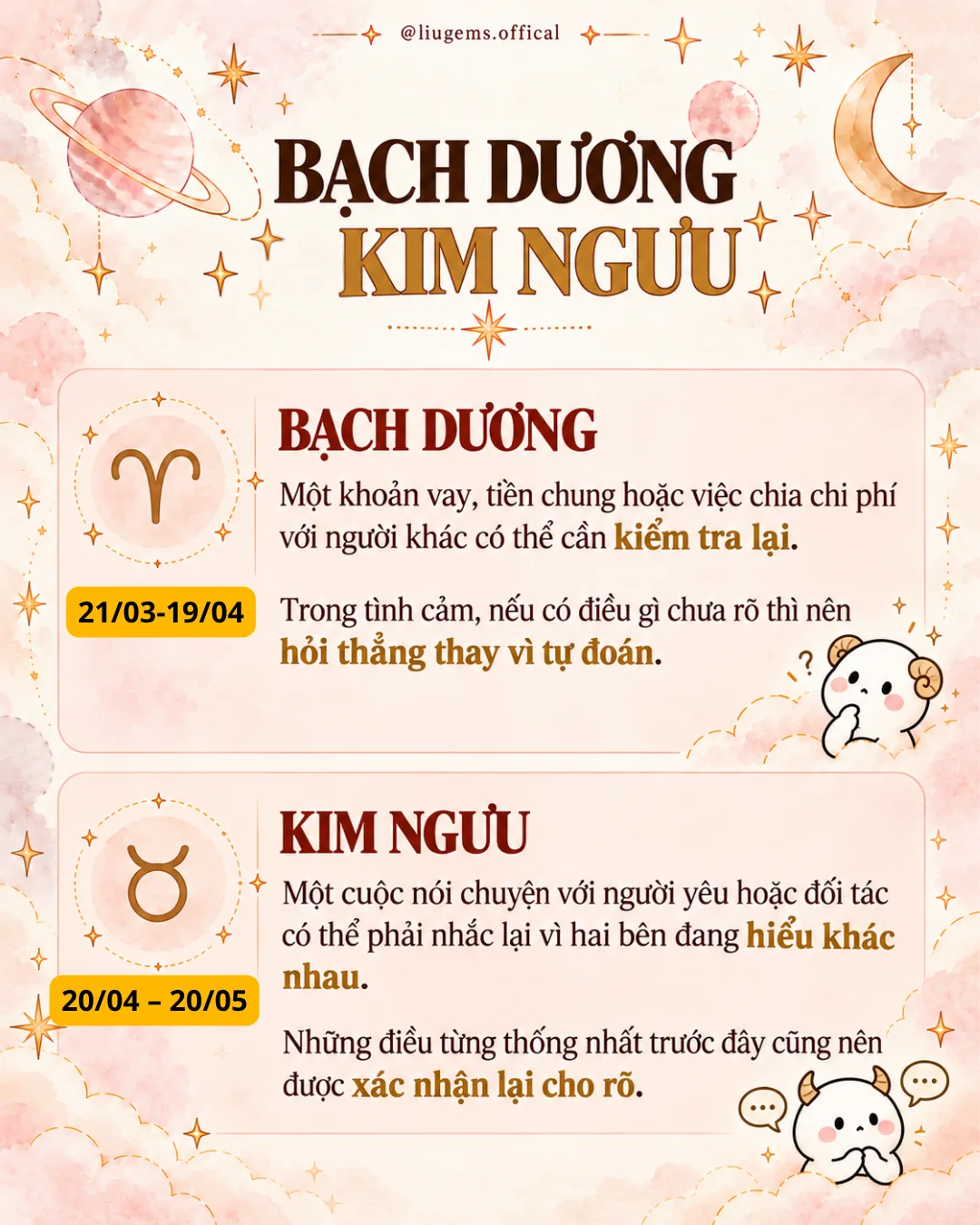Bạch Dương và Kim Ngưu nên kiểm tra điều gì?