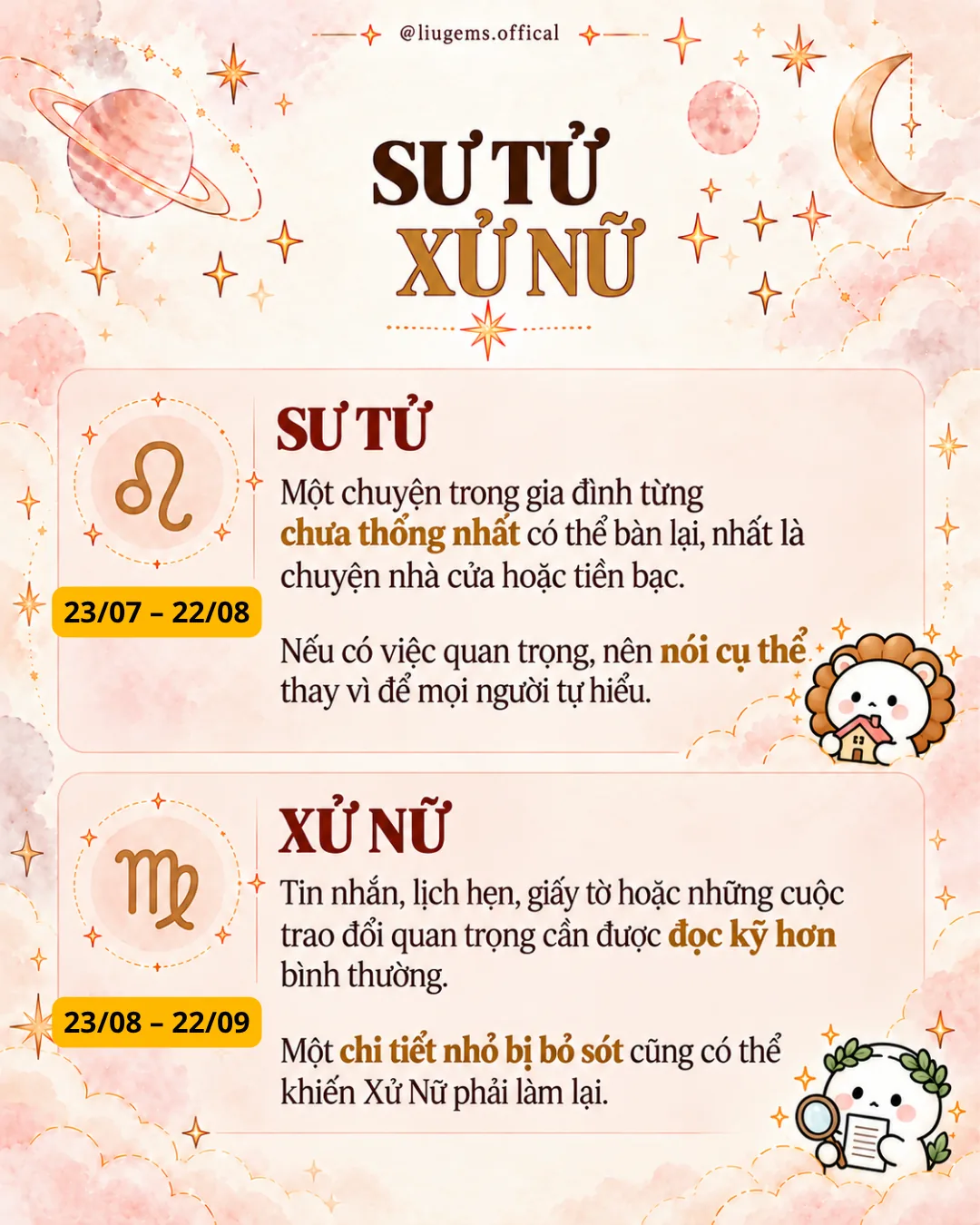 Sư Tử và Xử Nữ có điểm nào cần rà lại?