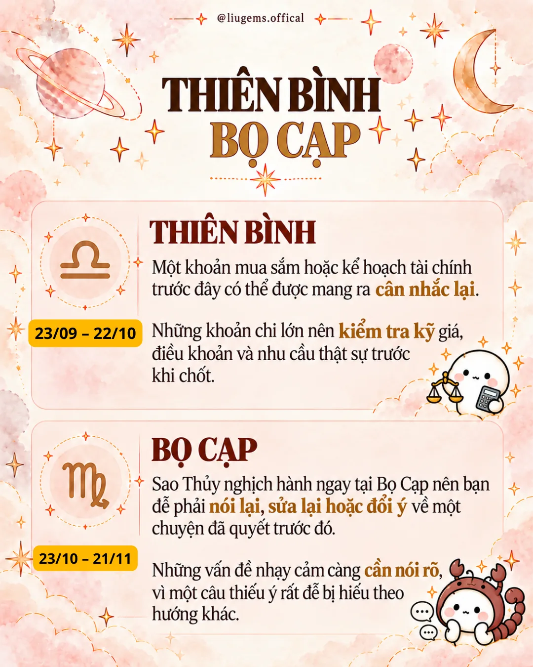 Thiên Bình và Bọ Cạp cần nói rõ chuyện gì?